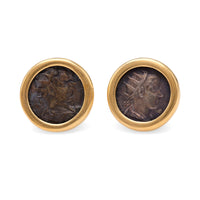 Ancient Roman Coin Gold Earrings