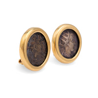 Ancient Roman Coin Gold Earrings