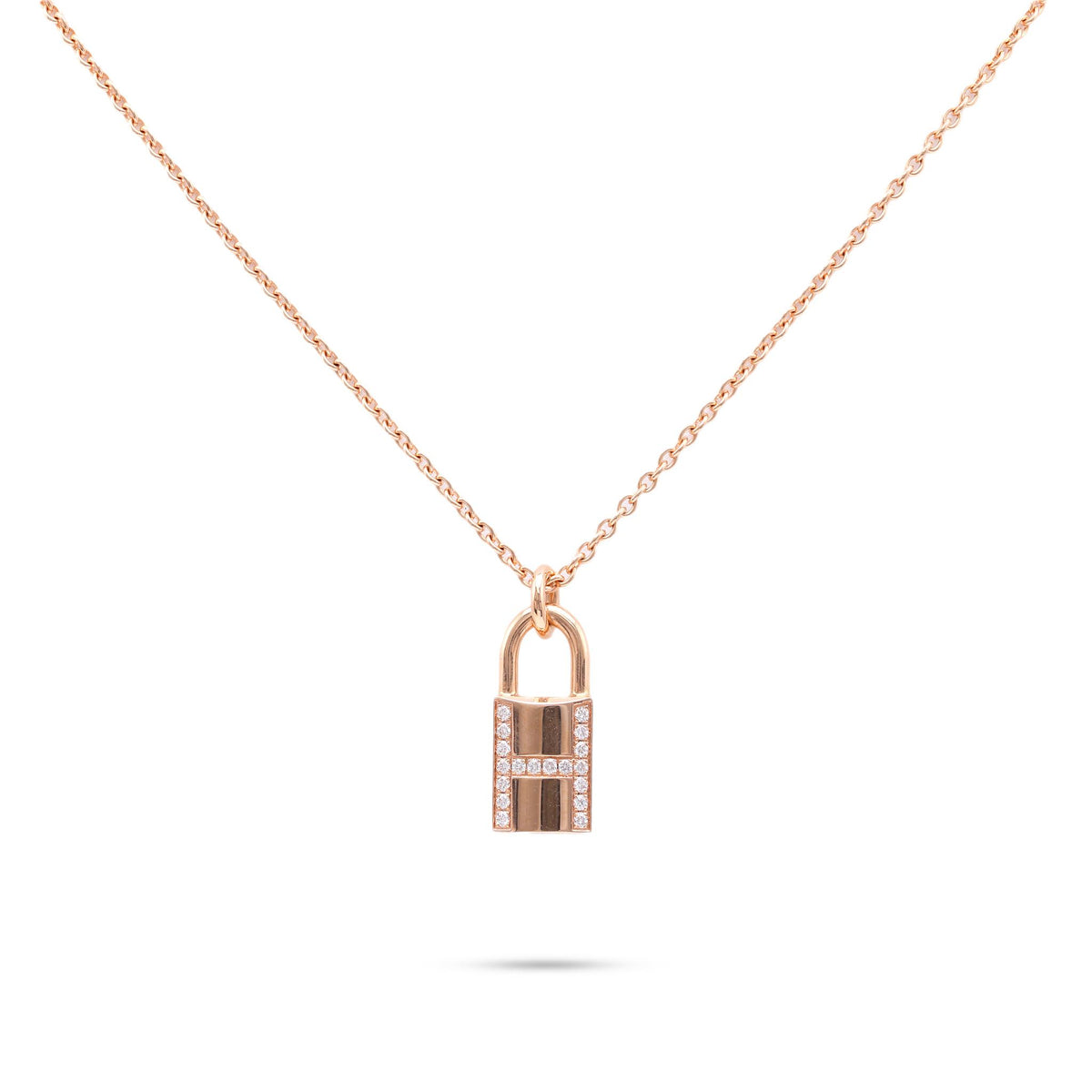 Hermes Kelly Cadenas Diamond Gold Lock Necklace