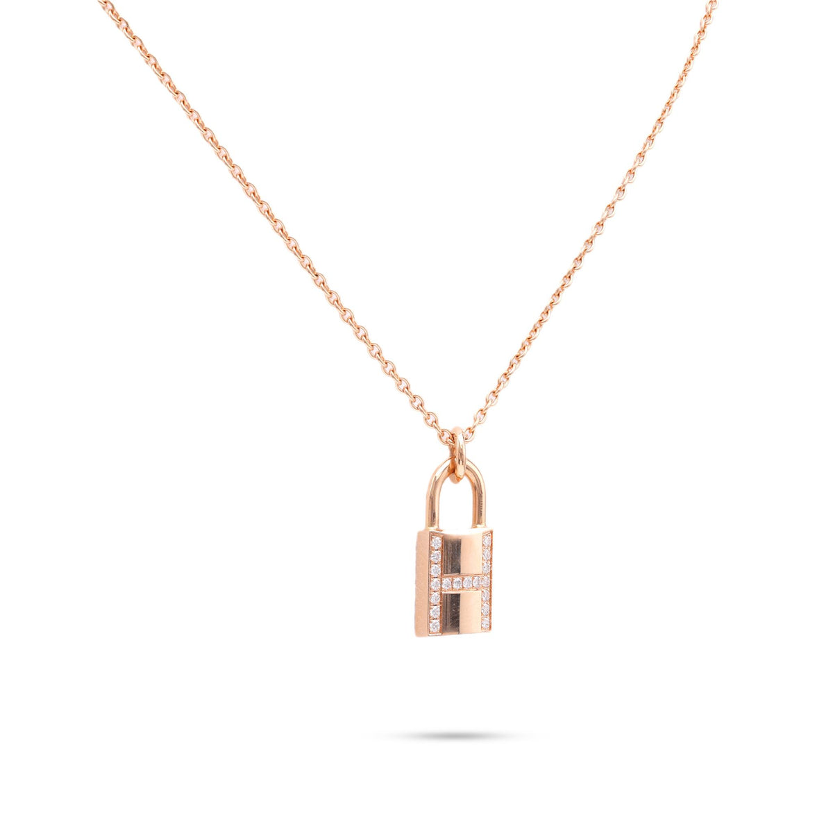 Hermes Kelly Cadenas Diamond Gold Lock Necklace