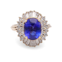 Tanzanite Diamond Yellow Gold Cocktail Ring