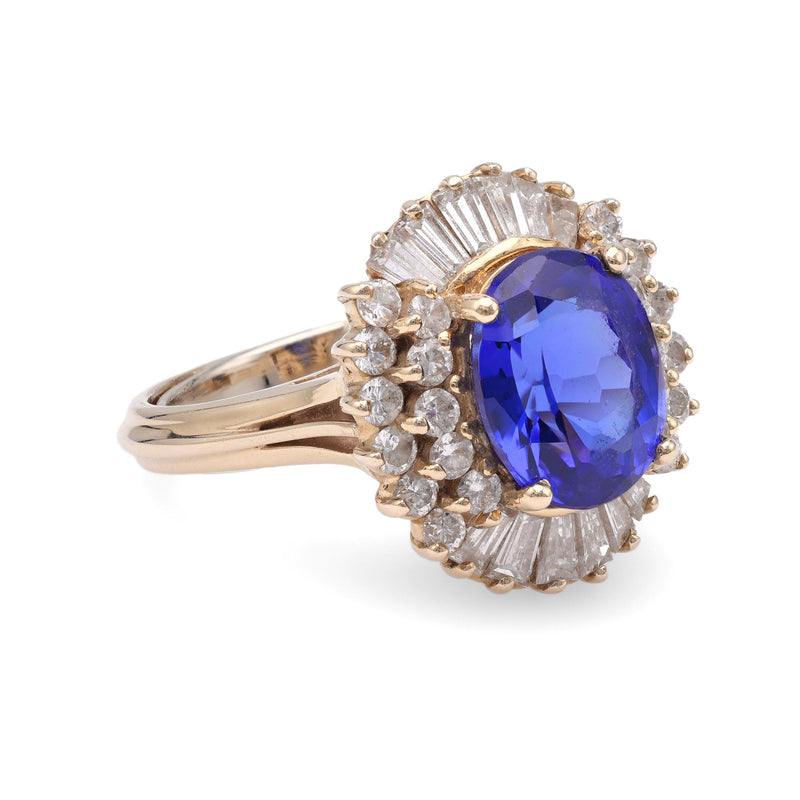 Tanzanite Diamond Yellow Gold Cocktail Ring