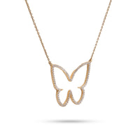 Modern Diamond Butterfly Yellow Gold Necklace