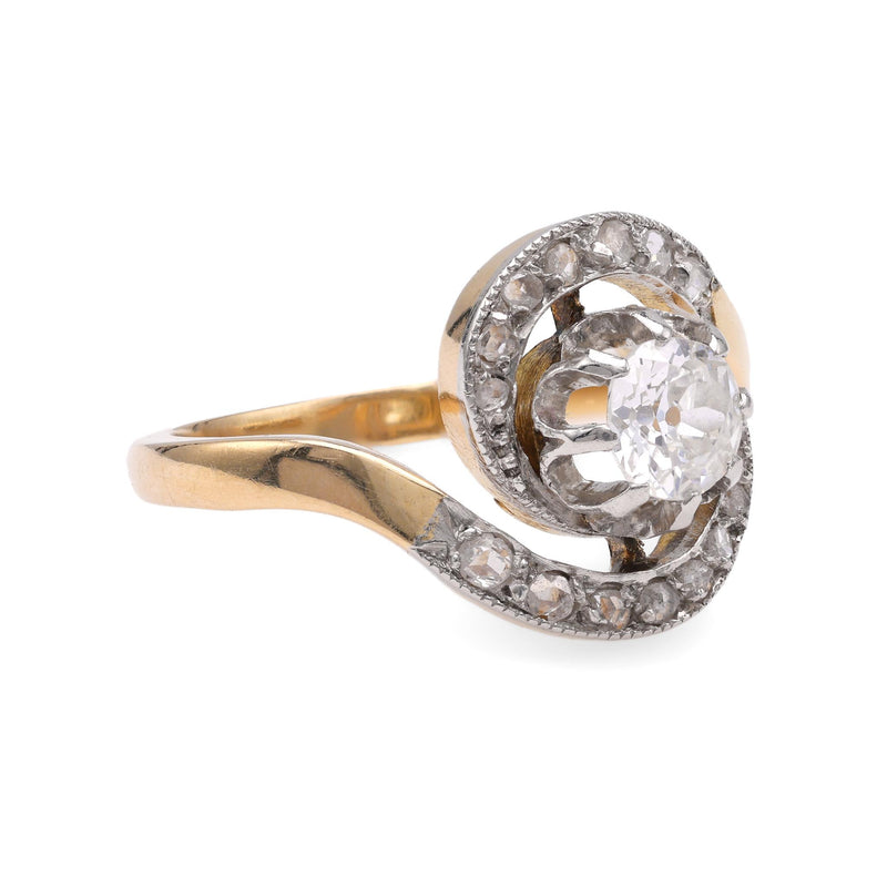 French Art Deco Diamond Yellow Gold Ring