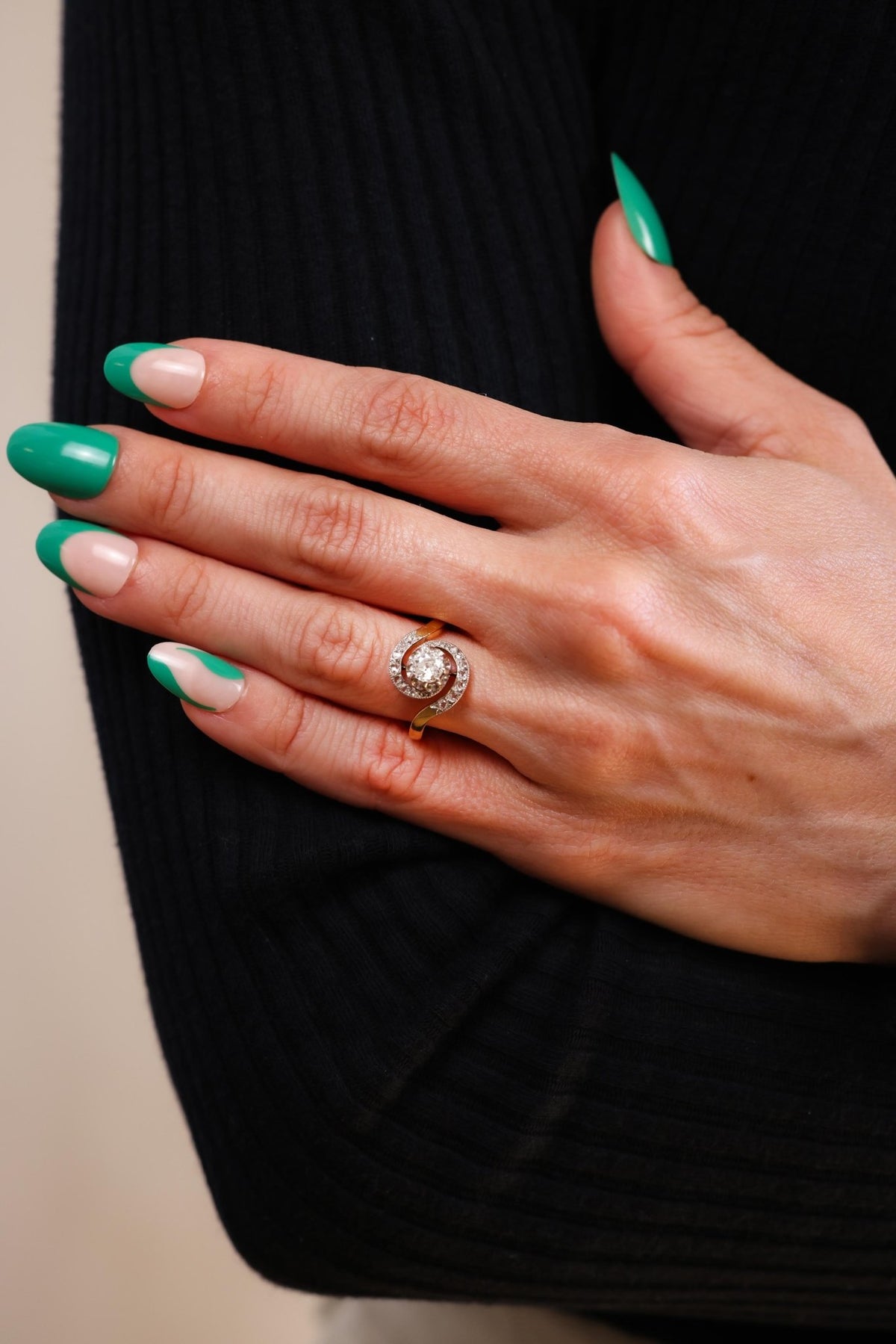 French Art Deco Diamond Yellow Gold Ring