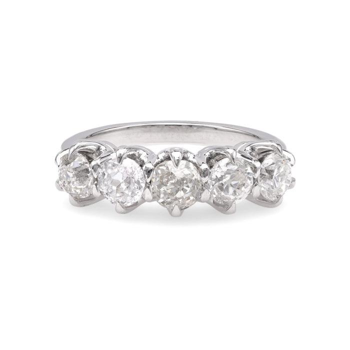 Art Deco Style 5 Stone Diamond Wedding Band