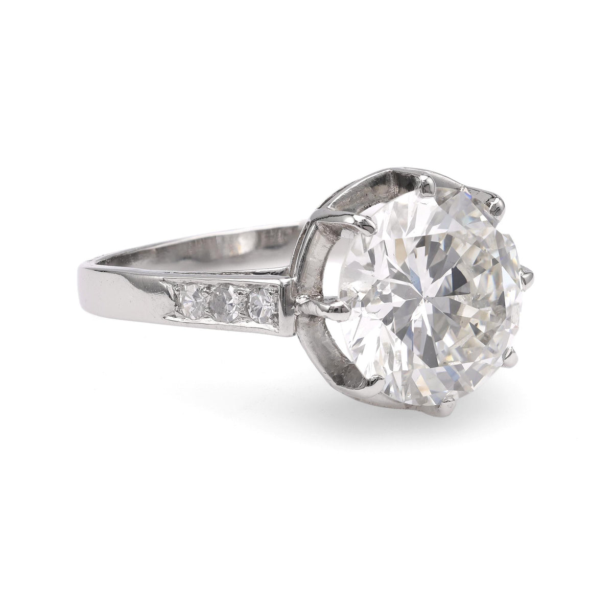 Art Deco GIA 3.25 Carat Diamond Platinum Engagement Ring