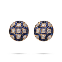 Mid-Century Diamond Sapphire Gold Earrings