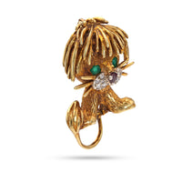 Lion Cub Gemstone Gold brooch