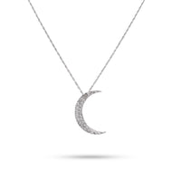 Vintage Diamond White Gold Crescent Necklace