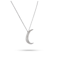 Vintage Diamond White Gold Crescent Necklace