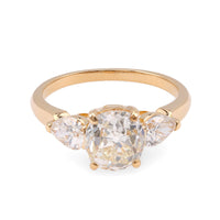 French GIA 1.89 Carat Old Mine Cut Diamond Yellow Gold Engagement Ring