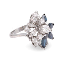 Vintage Diamond Sapphire White Gold Cocktail Ring