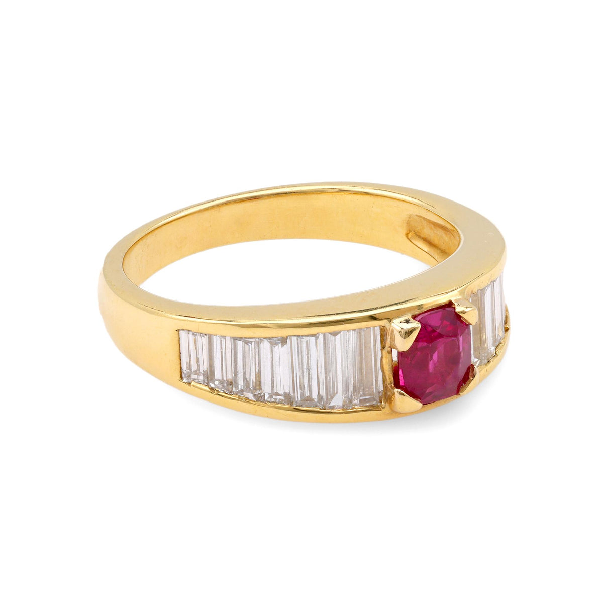 French Ruby Diamond Yellow Gold Ring