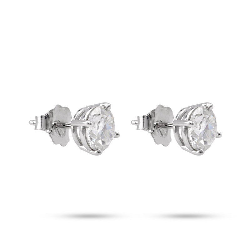 GIA 1.51 Carat Old European Cut Diamond White Gold Stud Earrings