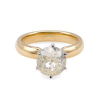 Vintage GIA 2.59 Carat Old European Diamond 18K Yellow Gold and Platinum Ring