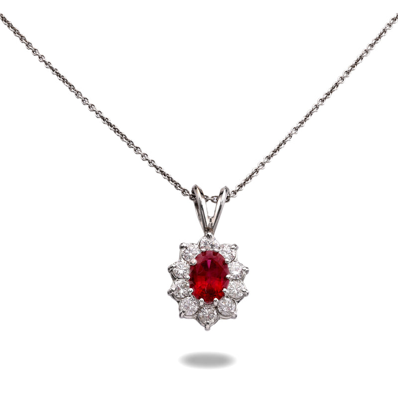 Ruby & Diamond Halo Pendant