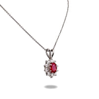 Ruby & Diamond Halo Pendant