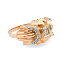 Retro French Diamond 18K Rose Gold Ring