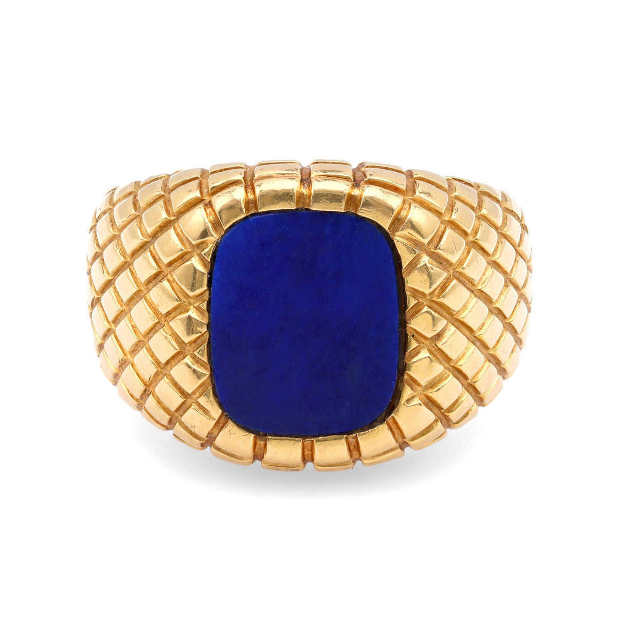 Vintage Tiffany & Co Lapis 18K Yellow Gold Signet Ring