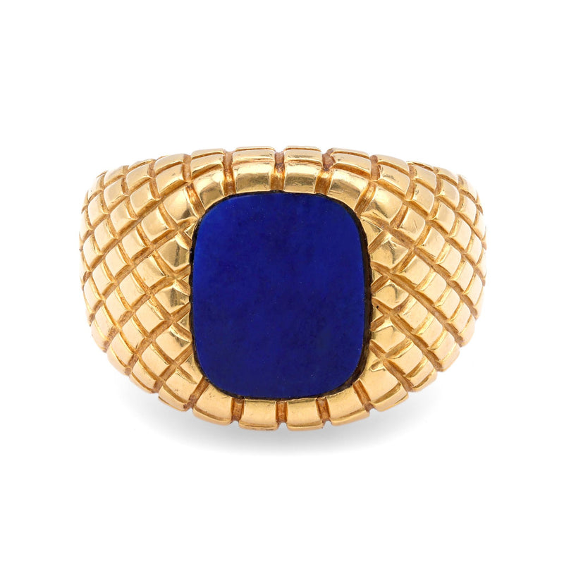 Vintage Tiffany & Co Lapis 18K Yellow Gold Signet Ring