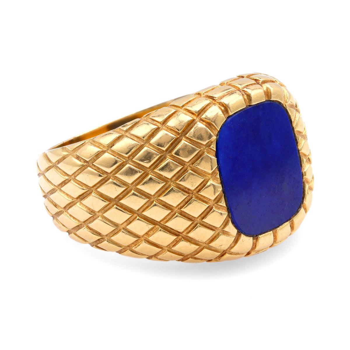 Vintage Tiffany & Co Lapis 18K Yellow Gold Signet Ring