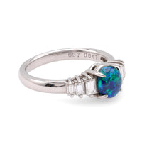 Vintage Black Opal Diamond Platinum Ring