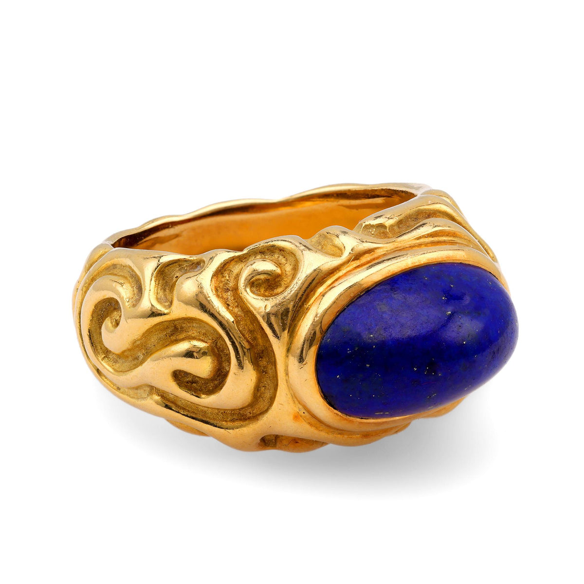 Vintage Elizabeth Gage  Lapis Lazuli 18K Yellow Gold Ring