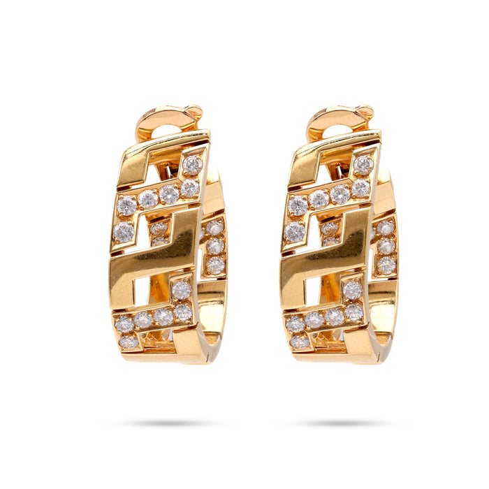 Vintage Cartier Diamond 18K Yellow Gold Earrings