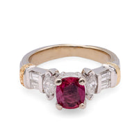 Vintage Ruby Diamond 14K White Gold Ring