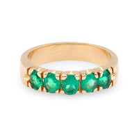 Vintage Emerald 18K Yellow Gold Half Eternity Band