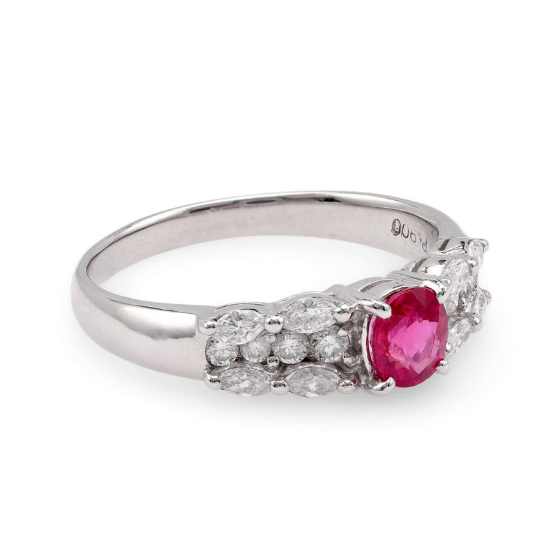 Modern Ruby Diamond Platinum Ring