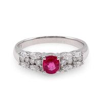 Modern Ruby Diamond Platinum Ring