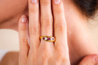 Vintage Ruby Diamond 18K Yellow Gold Ring