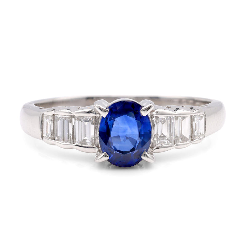 Modern Sapphire Diamond Platinum Ring