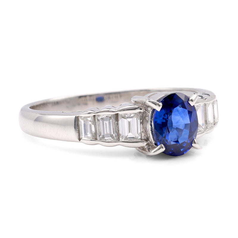 Modern Sapphire Diamond Platinum Ring