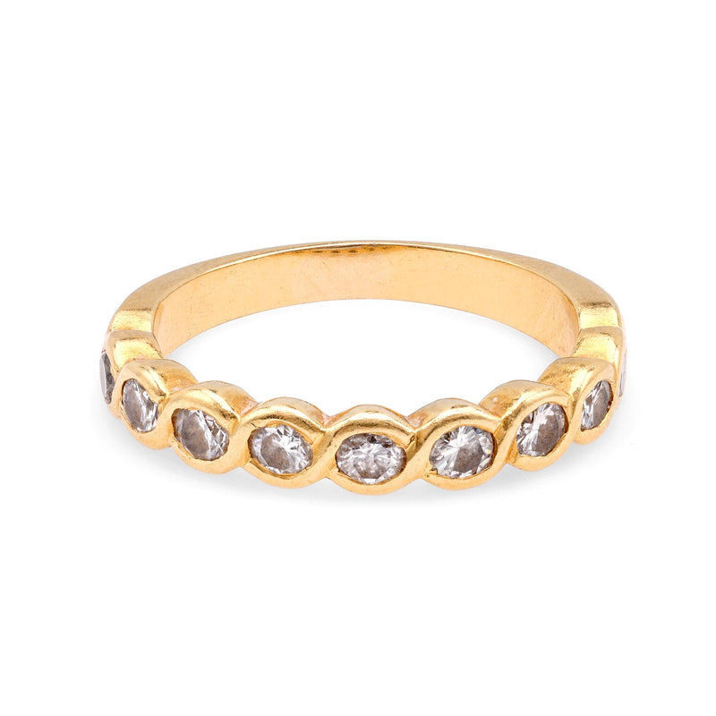 Vintage Diamond 18K Yellow Gold Half Eternity Band