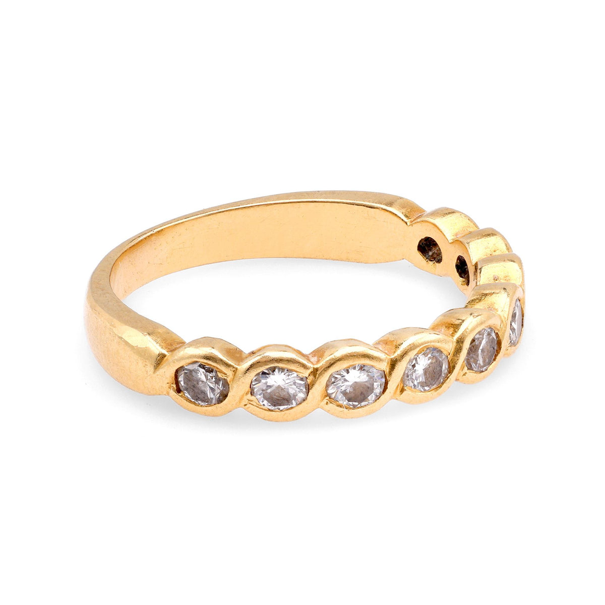 Vintage Diamond 18K Yellow Gold Half Eternity Band