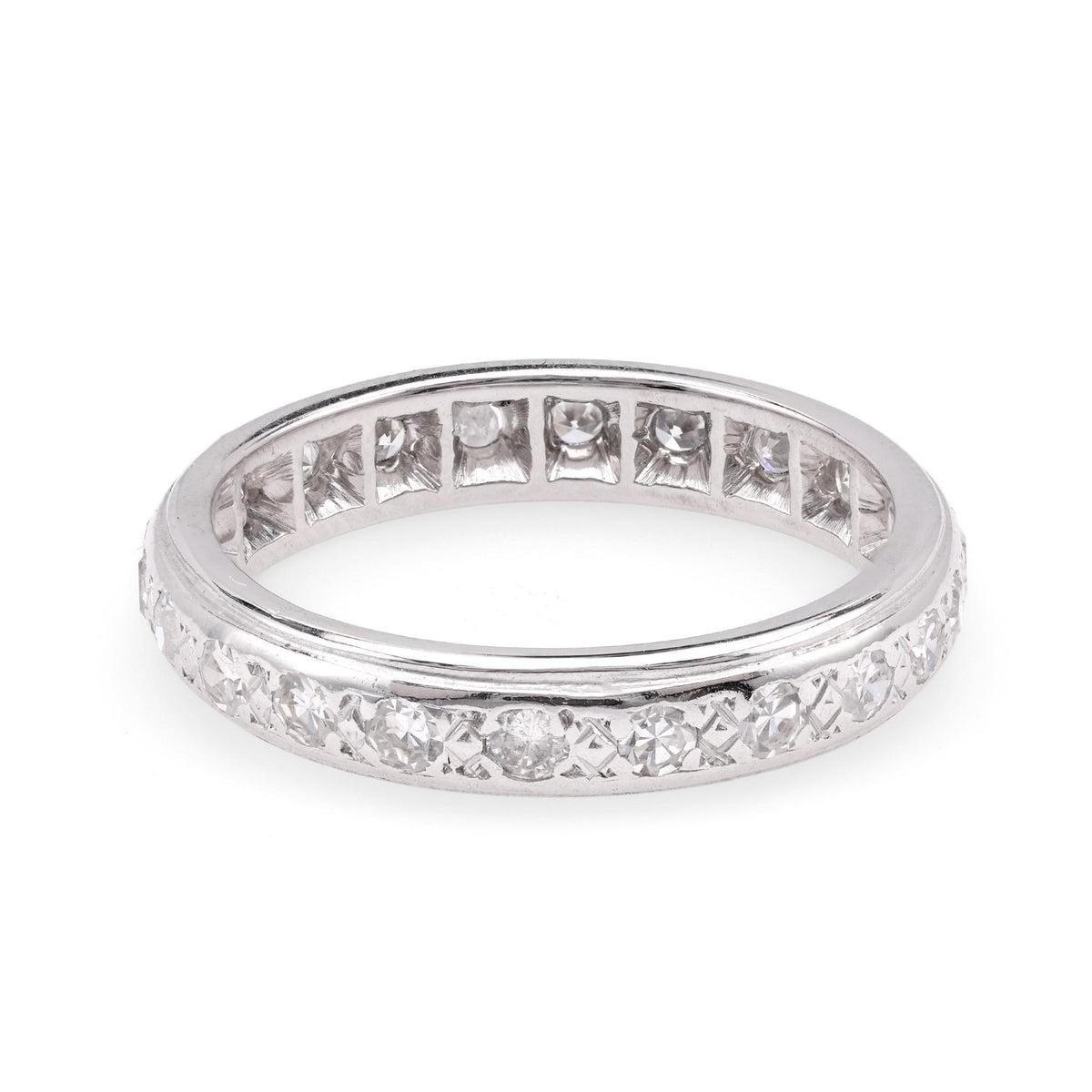 Vintage Diamond 18K White Gold Eternity Band