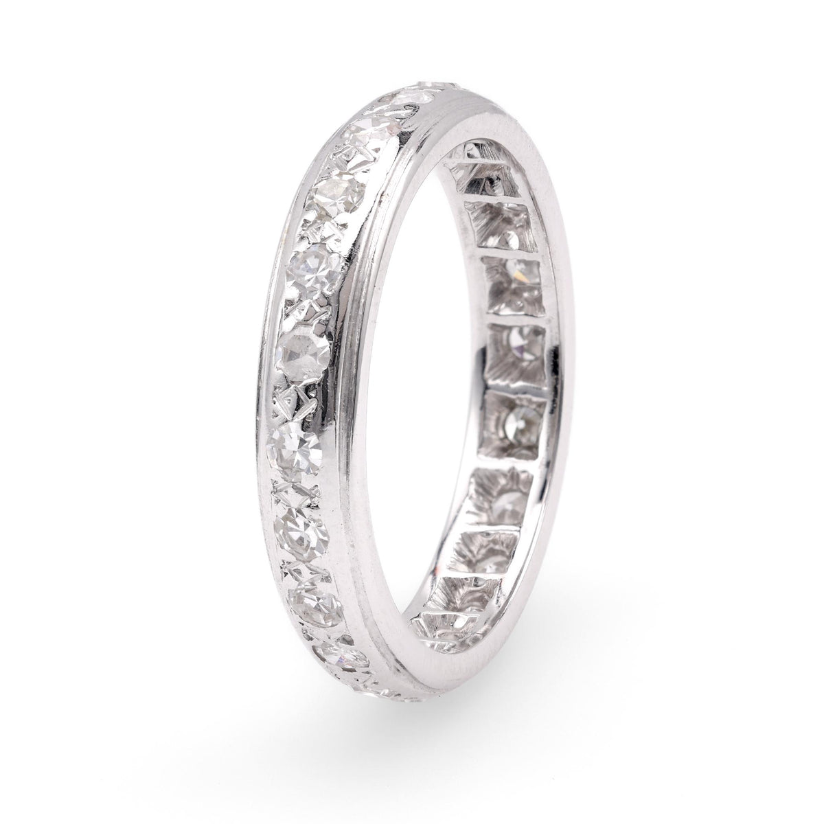 Vintage Diamond 18K White Gold Eternity Band