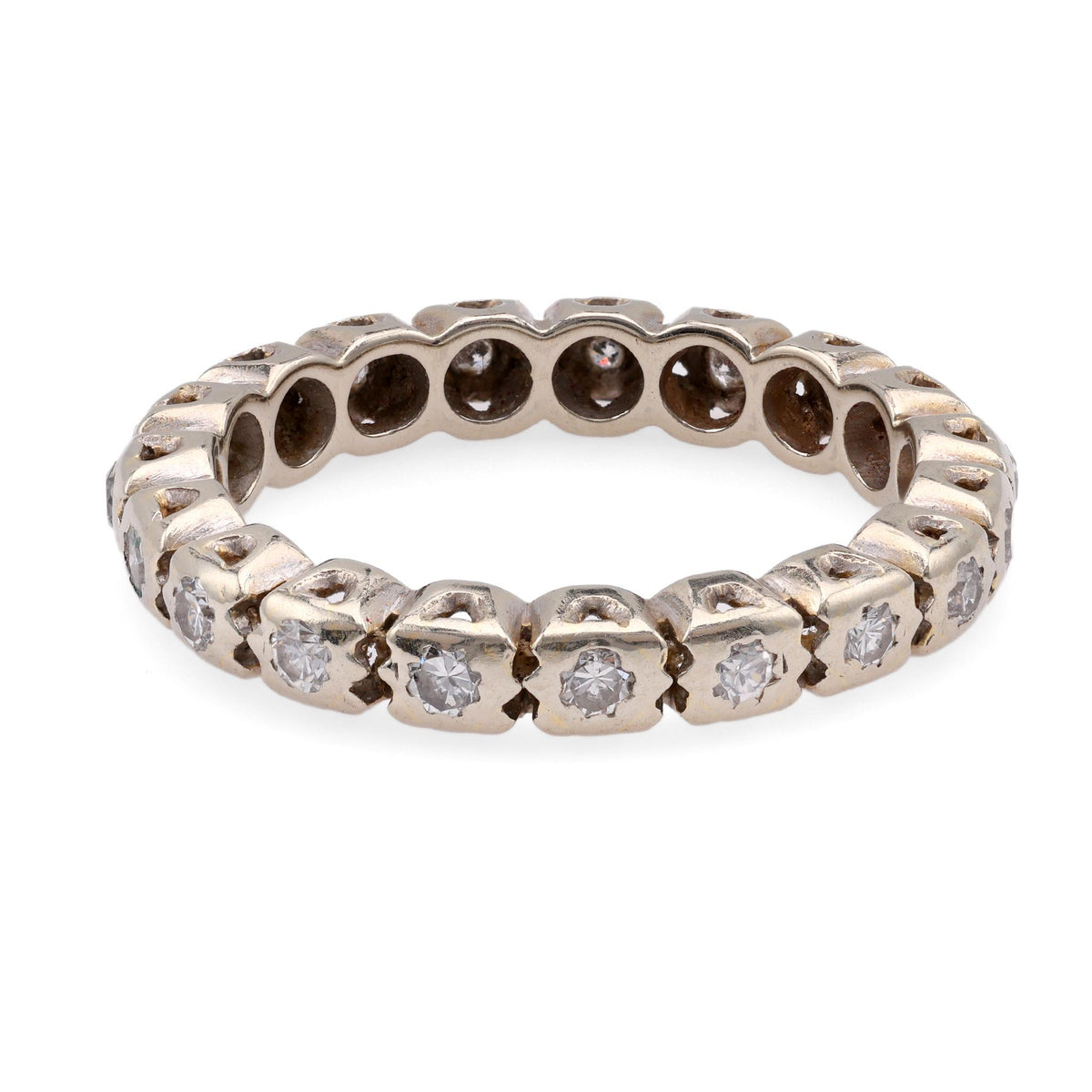 Vintage Diamond 18K White Gold Eternity Band