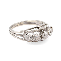 French Belle Epoque 5 Stone Diamond White Gold Ring