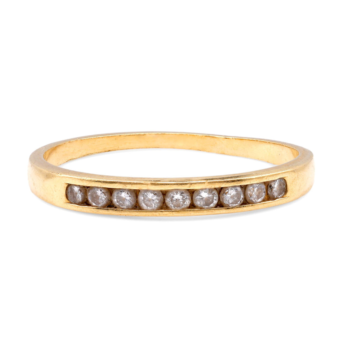 Vintage French Diamond 18K Yellow Gold Band