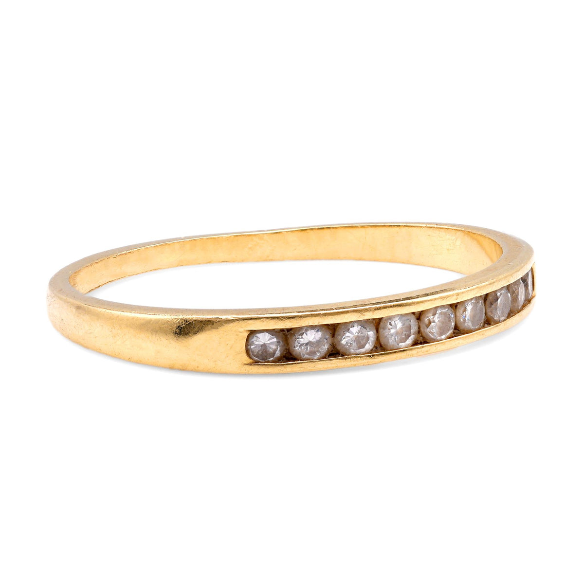 Vintage French Diamond 18K Yellow Gold Band