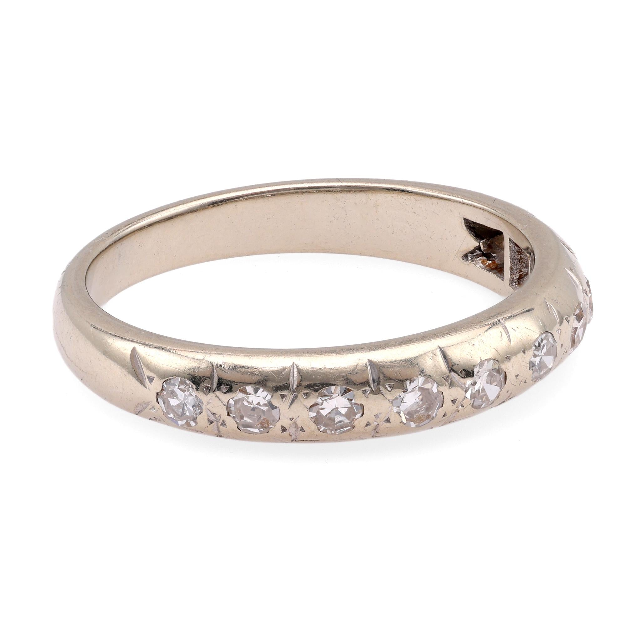 Art Deco Diamond Starburst Half Eternity Wedding Band
