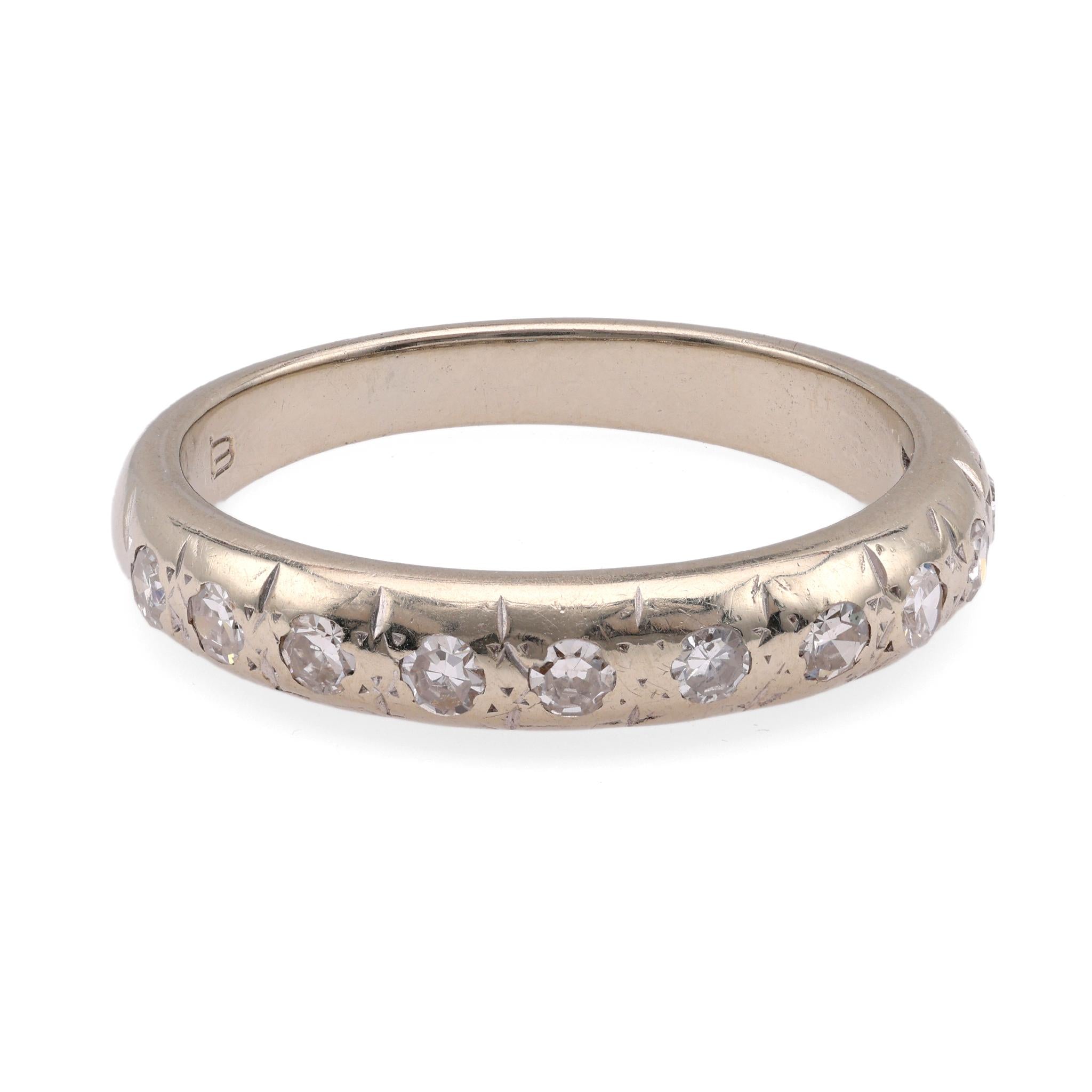 Art Deco Diamond Starburst Half Eternity Wedding Band