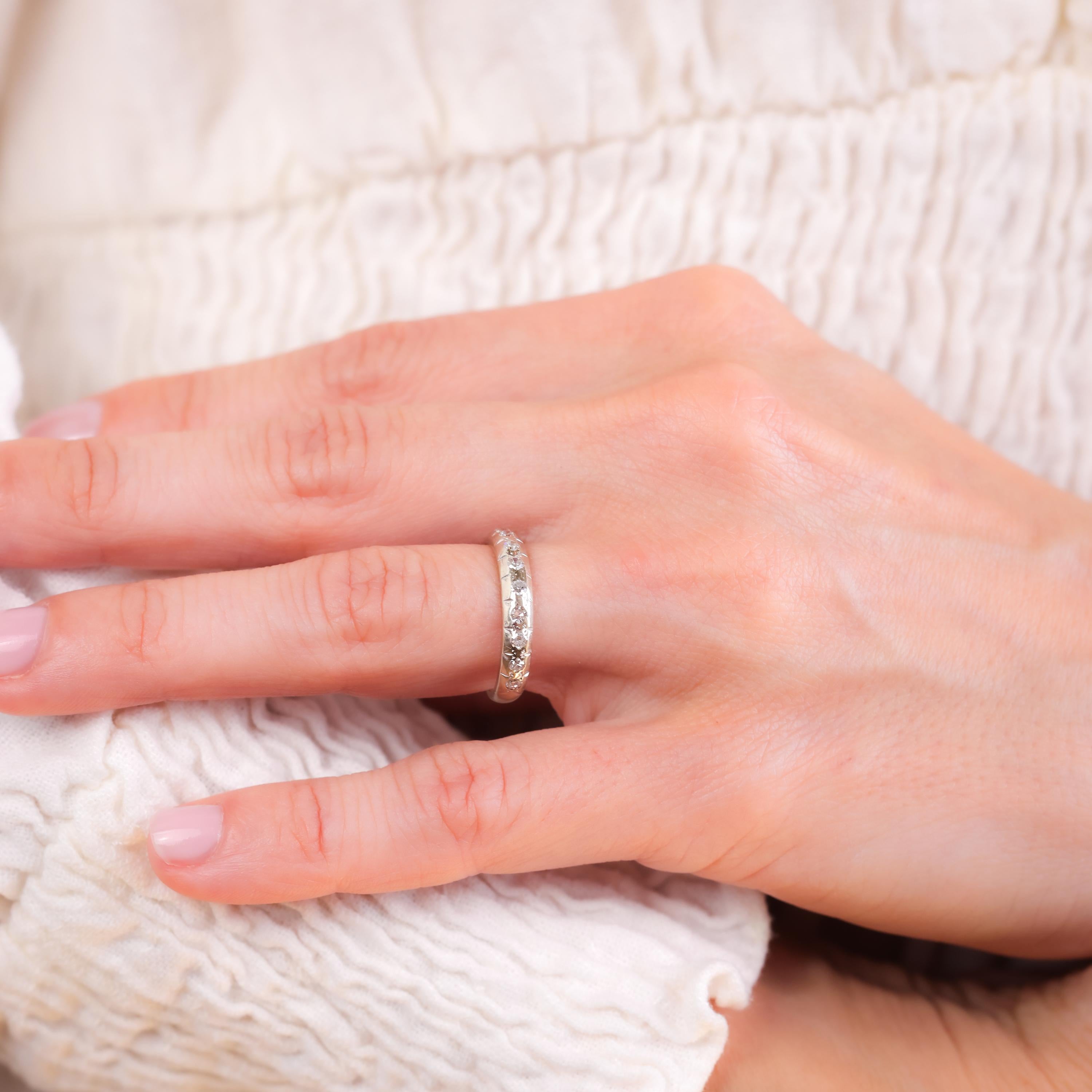 Art Deco Diamond Starburst Half Eternity Wedding Band
