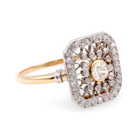 French Belle Époque Diamond 18K Yellow Gold and Platinum Ring