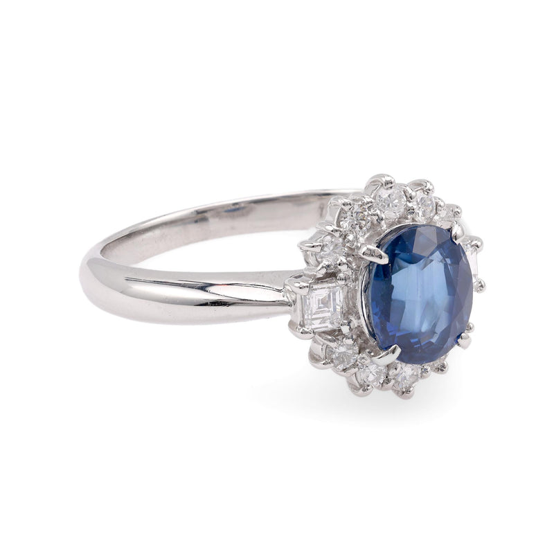 Modern Sapphire Diamond Platinum Ring