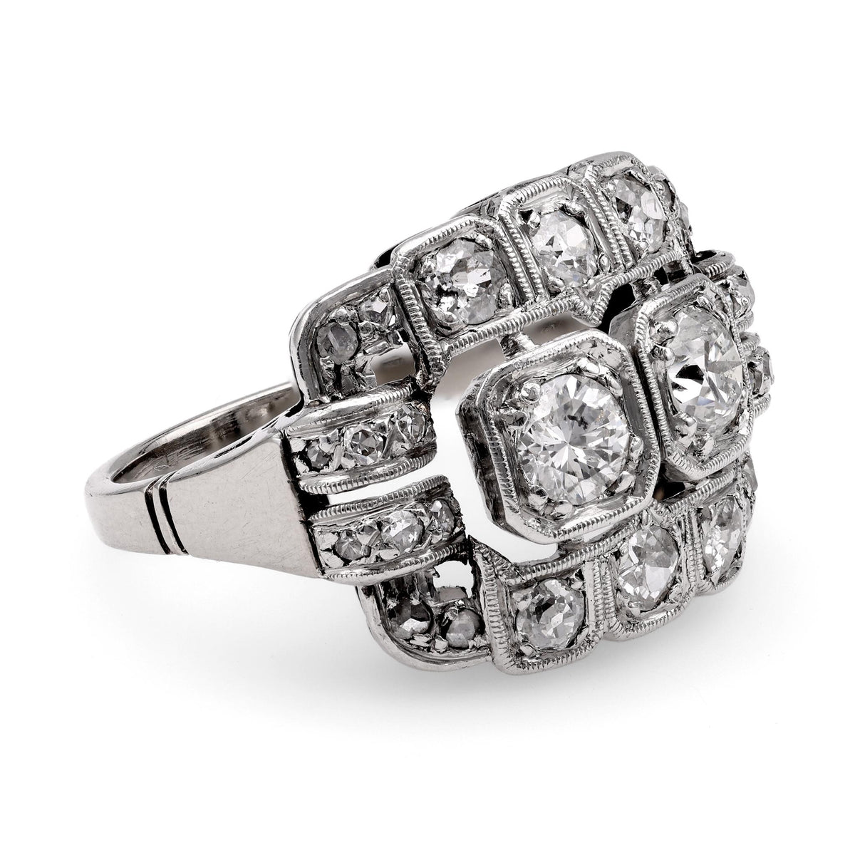 Art Deco Diamond 18K White Gold Ring